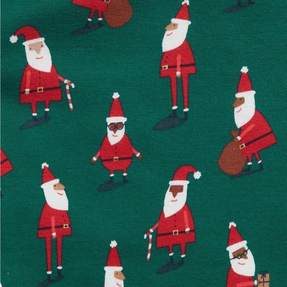 NWT Gap Boys Christmas Pajamas Organic Green Two Piece Santas: White/Black 6 8 - Picture 2 of 6